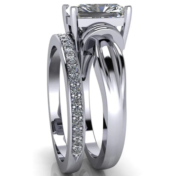 Rings Fire Brilliance Joss Radiant Center Stone Shaped 4 Prong Engagement Ring