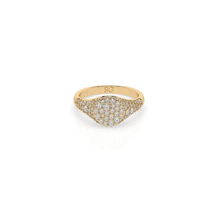 14k Diamond Pave Signet Ring RG Rings