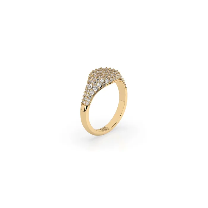 14k Diamond Pave Signet Ring RG Rings