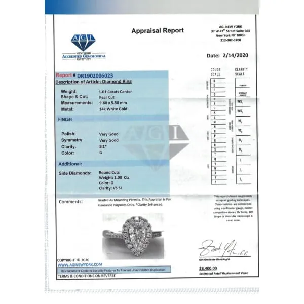 Diamond Source NYC Rings Halo Engagement Ring Set in 14K White Gold 201ct tw Pear Shape Round Brilliant Clarity Enhanced Diamonds