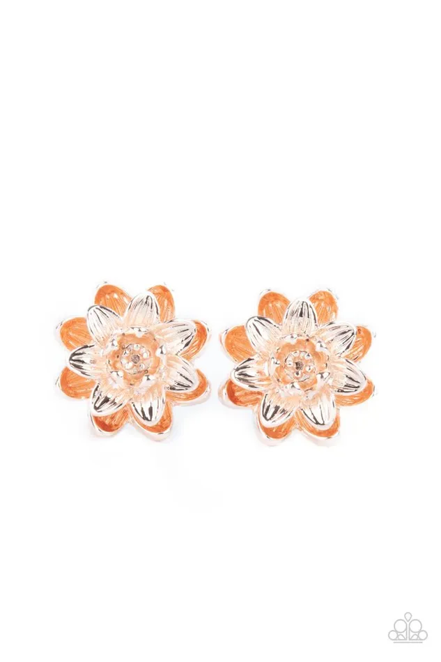 Paparazzi Jewelry Earrings Paparazzi Earring Water Lily Love Rose Gold Paparazzi Jewelry Earrings Paparazzi Earring Water Lily Love Rose Gold