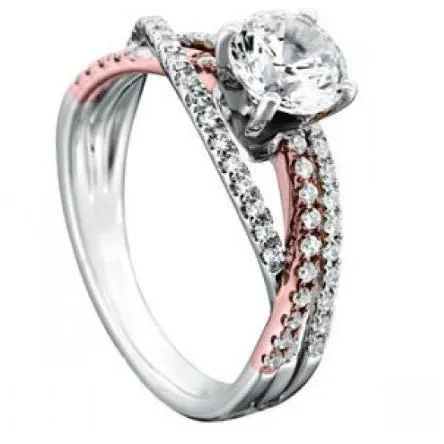 Rings GB 175 Carats Round Natural Earth Mined Diamond Wrap Ring Two Tone Gold 14K
