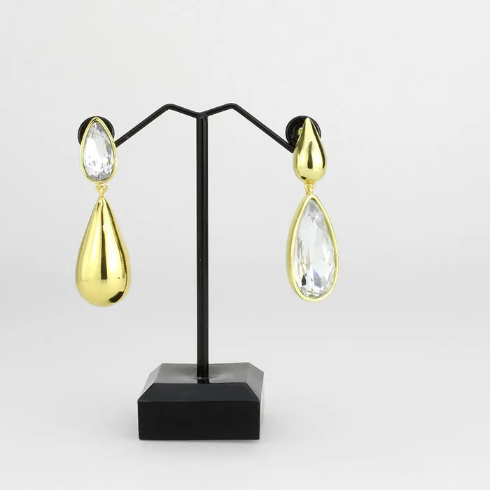 3W1767G Flash Gold Brass Earring with Top Grade Crystal in Clear Alamode Earrings