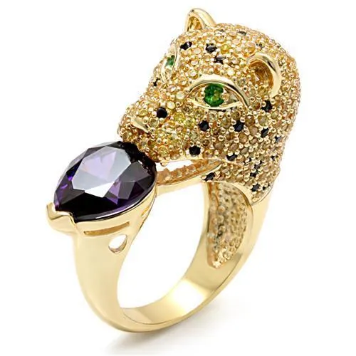 Alamode LO1499 Imitation Gold Brass Ring with AAA Grade CZ in Amethyst Rings Alamode LO1499 Imitation Gold Brass Ring with AAA Grade CZ in Amethyst Rings