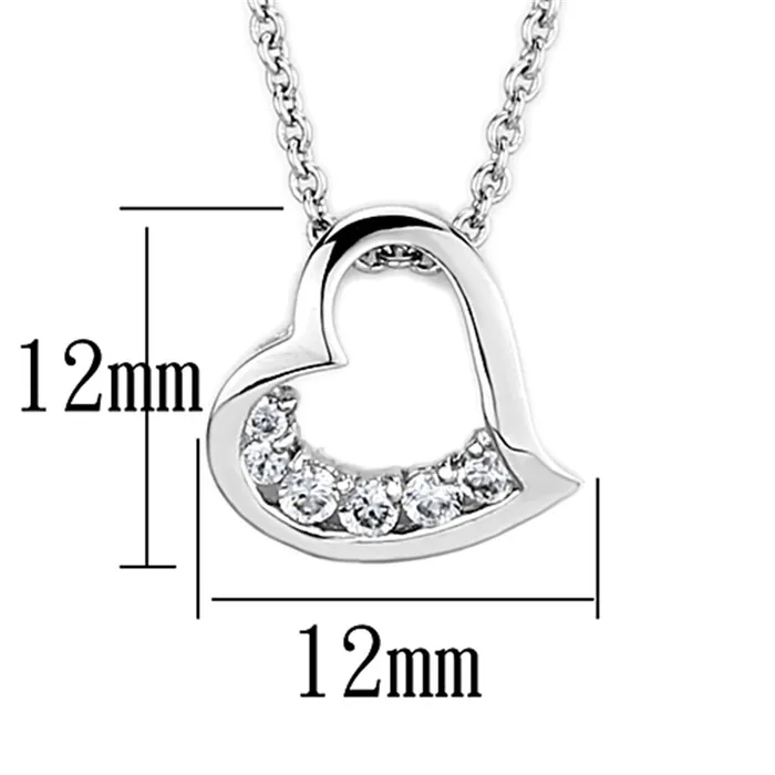 Alamode Necklaces 3W410 Rhodium Brass Necklace with AAA Grade CZ in Clear