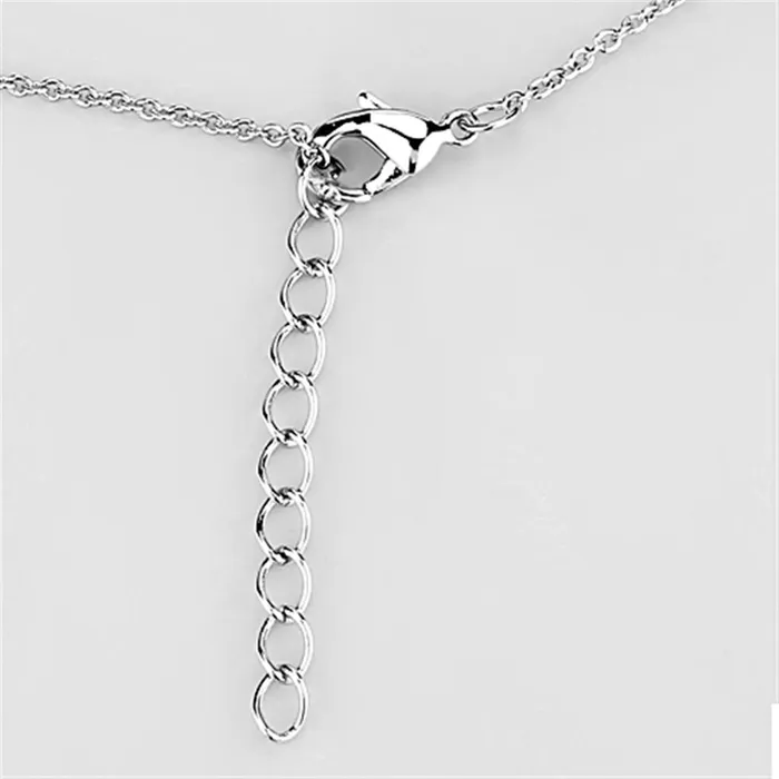 Alamode Necklaces 3W410 Rhodium Brass Necklace with AAA Grade CZ in Clear