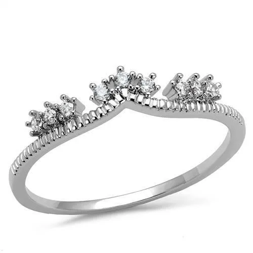 Alamode Rings 3W1226 Rhodium Brass Ring with AAA Grade CZ in Clear