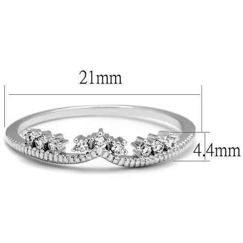 Alamode Rings 3W1226 Rhodium Brass Ring with AAA Grade CZ in Clear