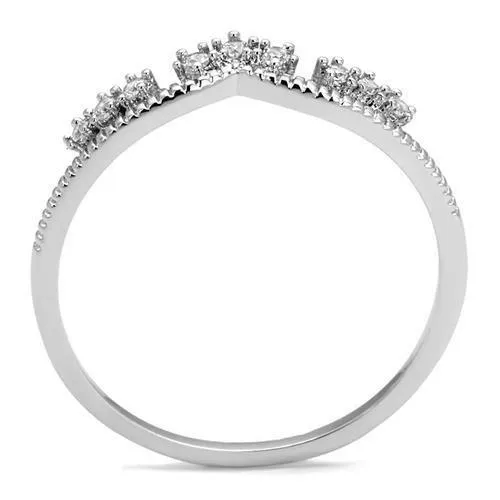 Alamode Rings 3W1226 Rhodium Brass Ring with AAA Grade CZ in Clear