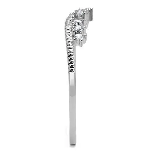 Alamode Rings 3W1226 Rhodium Brass Ring with AAA Grade CZ in Clear