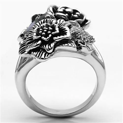 Alamode Rings 3W250 Rhodium Brass Ring with AAA Grade CZ in Fuchsia