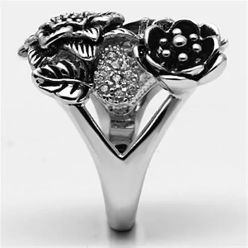 Alamode Rings 3W250 Rhodium Brass Ring with AAA Grade CZ in Fuchsia