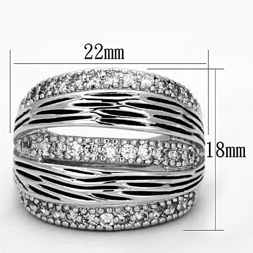 Alamode Rings 3W307 Rhodium Brass Ring with AAA Grade CZ in Clear