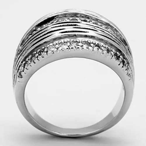 Alamode Rings 3W307 Rhodium Brass Ring with AAA Grade CZ in Clear