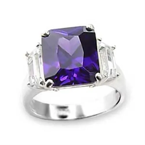 Alamode Rings 6X057 HighPolished 925 Sterling Silver Ring with AAA Grade CZ in Amethyst Alamode Rings 6X057 HighPolished 925 Sterling Silver Ring with AAA Grade CZ in Amethyst
