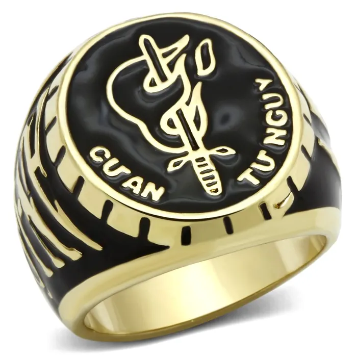 Alamode Rings LO2650 Gold Brass Ring with Epoxy in No Stone