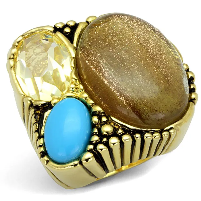 Alamode Rings LO3900 Gold Brass Ring with Synthetic Synthetic Rutile in Topaz Alamode Rings LO3900 Gold Brass Ring with Synthetic Synthetic Rutile in Topaz