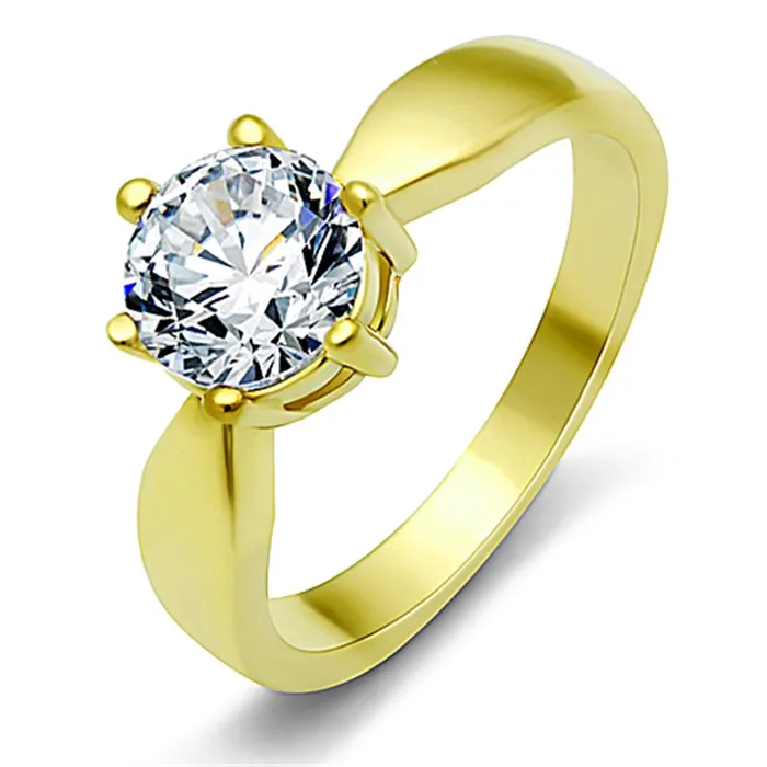 Alamode Rings TK071G IP GoldIon Plating Stainless Steel Ring with AAA Grade CZ in Clear Alamode Rings TK071G IP GoldIon Plating Stainless Steel Ring with AAA Grade CZ in Clear