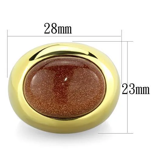 Alamode Rings TK1781 IP GoldIon Plating Stainless Steel Ring with Synthetic Twinkling in Topaz