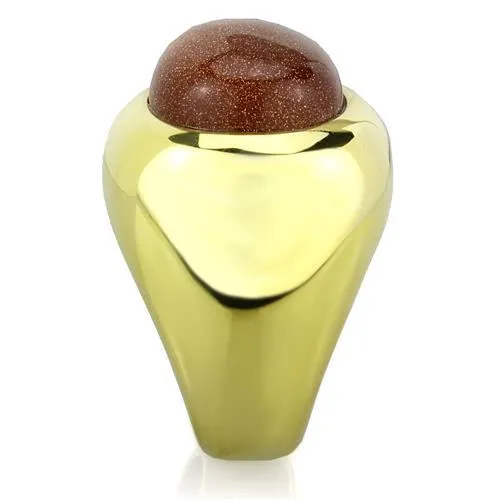 Alamode Rings TK1781 IP GoldIon Plating Stainless Steel Ring with Synthetic Twinkling in Topaz