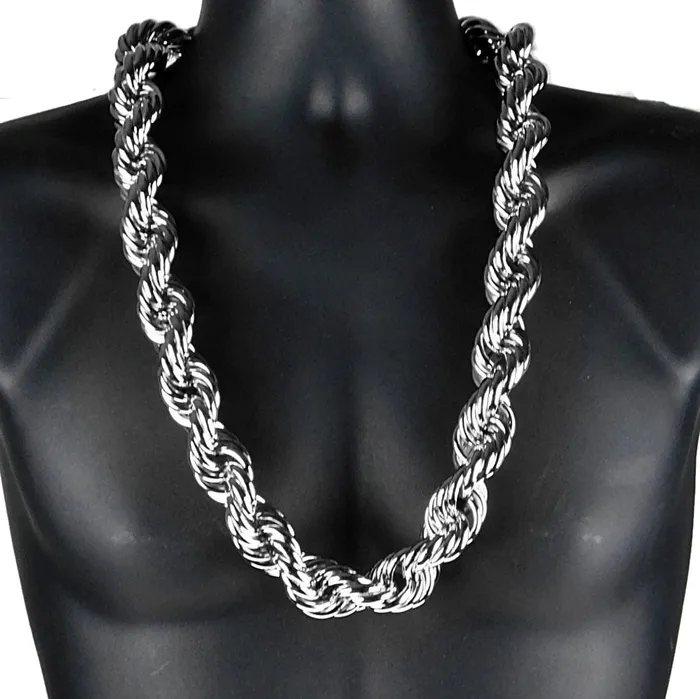Bling Cartel Admin Necklaces Silver Tone Rope Chain Necklace 25mm Thick x 30 Inch