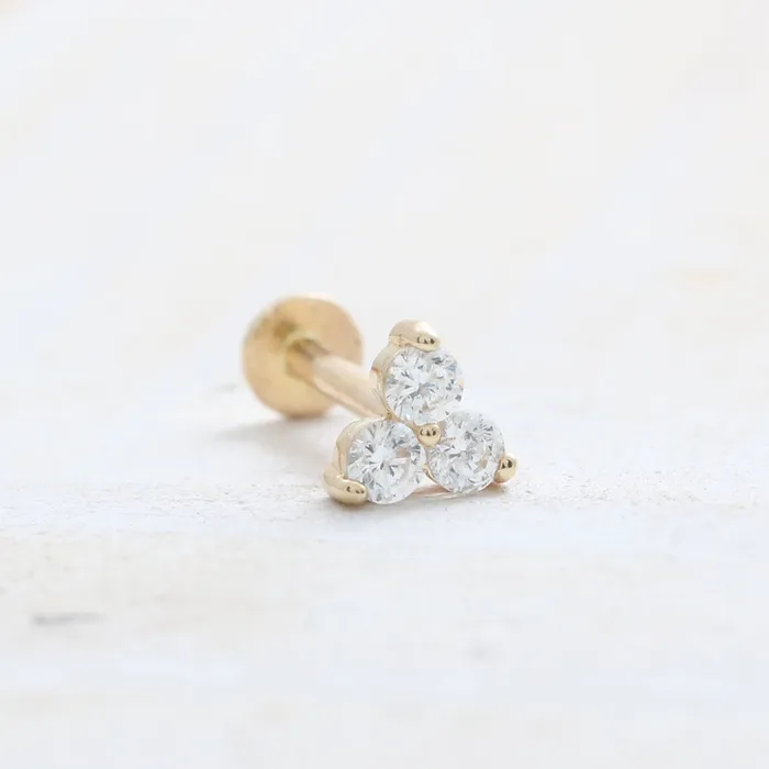 Charm Necklaces from J Shop CZ Trio Cluster Internally Labret