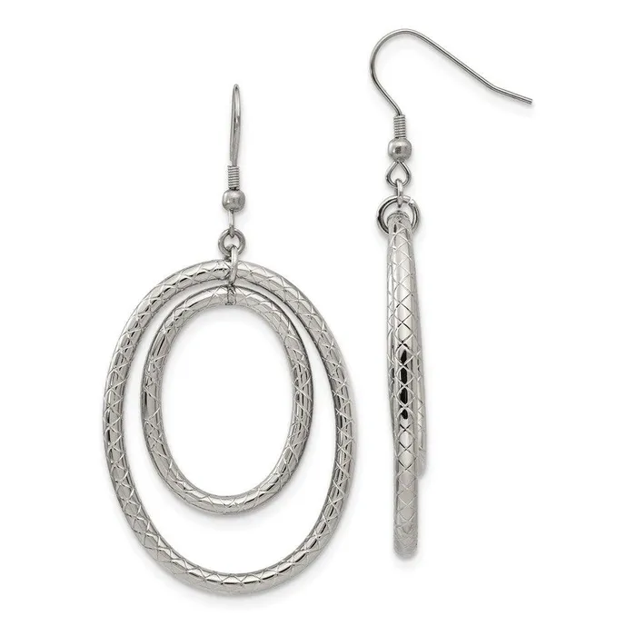 Chisel Earrings Stainless Steel Polished and Textured Shepherd Hook Earrings