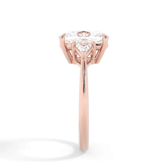 Classic Three Stone Engagement Ring with Trillion Diamonds deBebians Rings
