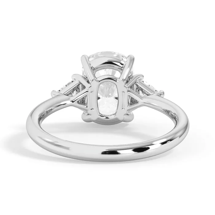 Classic Three Stone Engagement Ring with Trillion Diamonds deBebians Rings