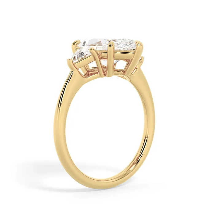 Classic Three Stone Engagement Ring with Trillion Diamonds deBebians Rings