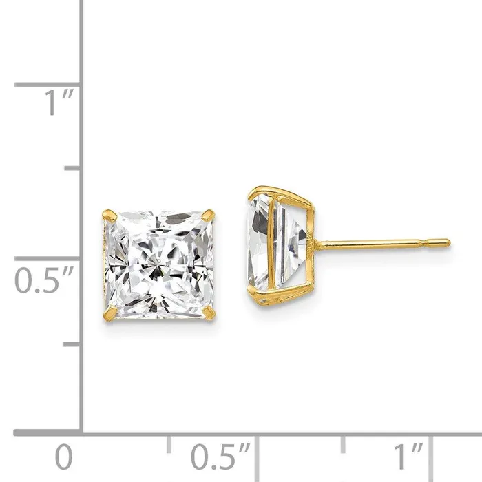 Earrings Jewelry 14k 8mm Square CZ Post Earrings
