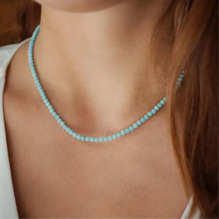 Earthly Abundance Necklaces Larimar 3mm Tiny Necklace