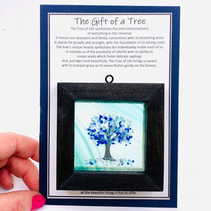 Fused Glass Tree of Life Shadow Box 44 Glimmer Glass Gifts Necklaces
