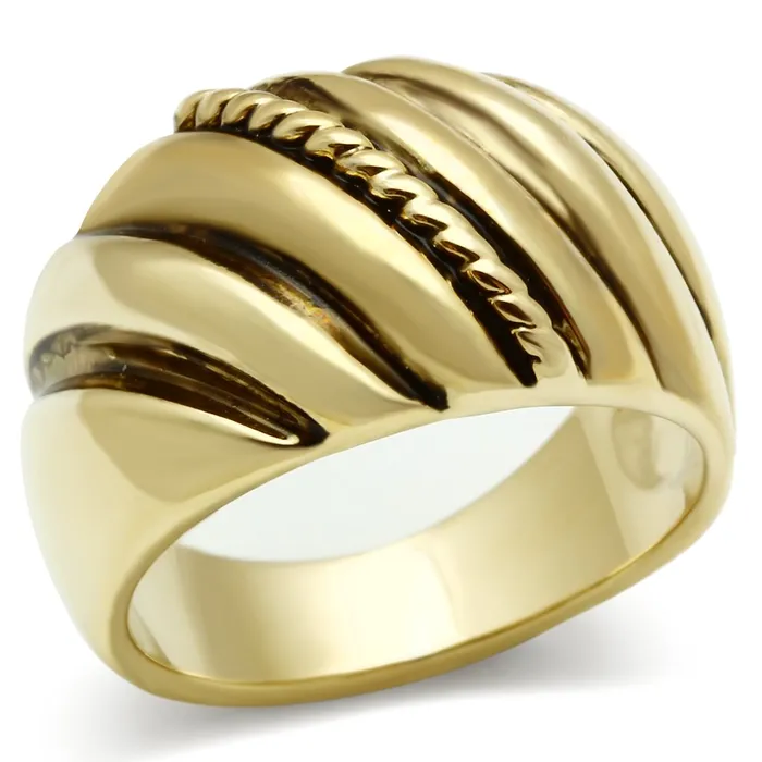 GL289 IP GoldIon Plating Brass Ring with Epoxy in Jet Alamode Rings