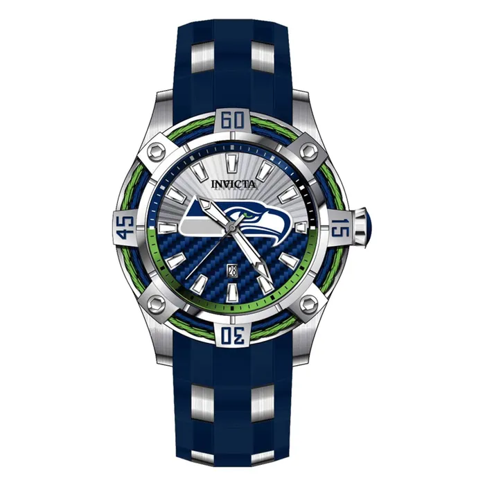 Invicta Rings Invicta Mens Watch NFL Seattle Seahawks Blue and Silver Tone Dial Strap 42061