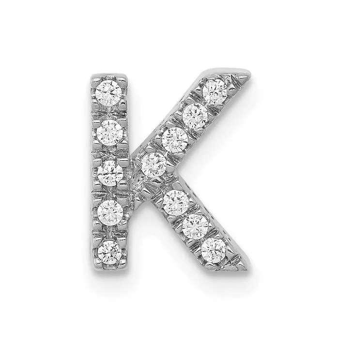 Jewelry Charm Necklaces 14k White Gold Diamond Initial K Charm