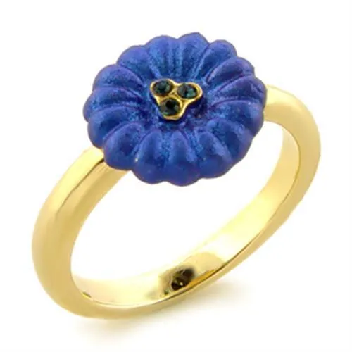 LO091 Gold White Metal Ring with Top Grade Crystal in Montana Alamode Rings