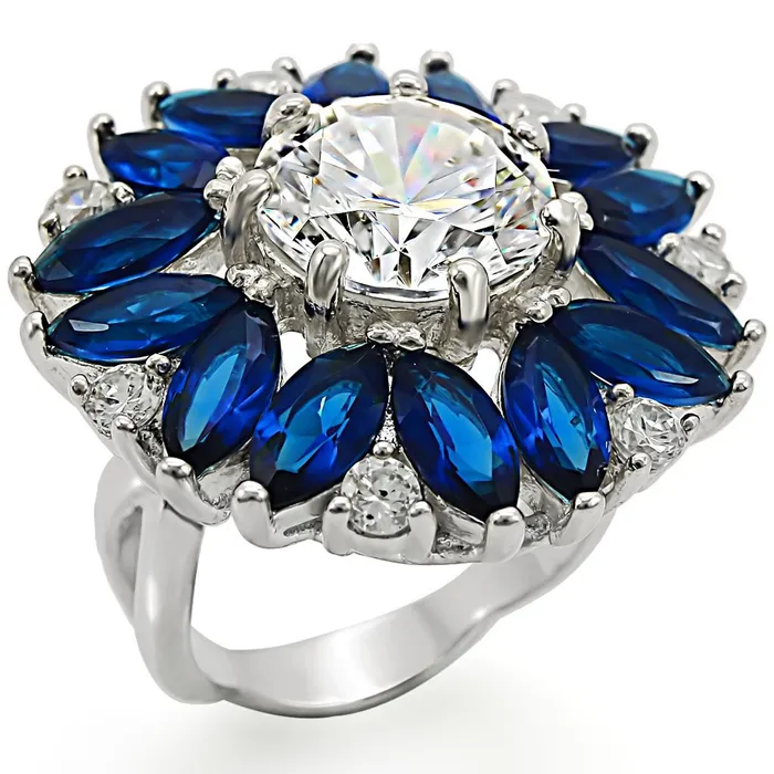 LOS386 HighPolished 925 Sterling Silver Ring with AAA Grade CZ in Clear Alamode Rings LOS386 HighPolished 925 Sterling Silver Ring with AAA Grade CZ in Clear Alamode Rings