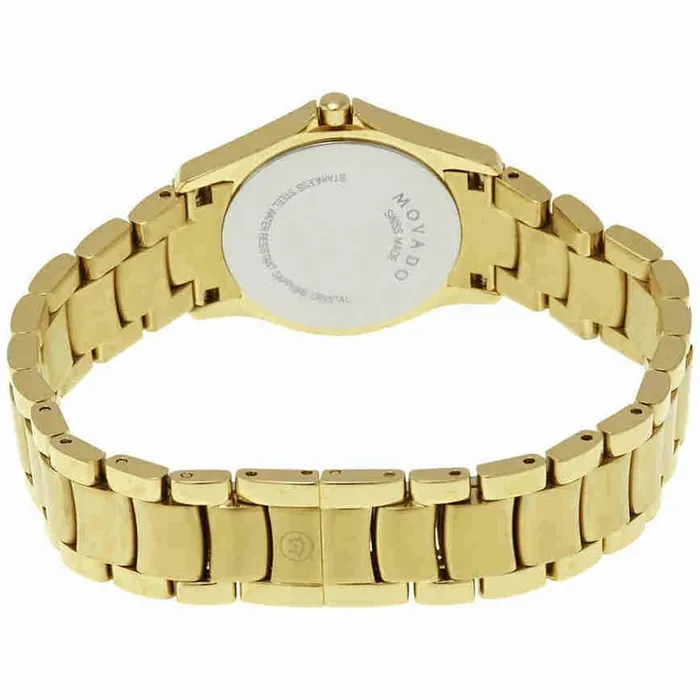 Movado Bracelets Movado Womens Diamond Watch Masion Black Dial Yellow Gold Bracelet 0607028