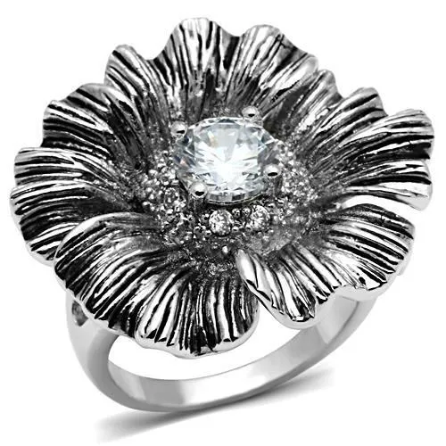 Rings 3W060 Rhodium Brass Ring with AAA Grade CZ in Clear Alamode