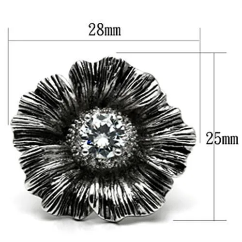 Rings 3W060 Rhodium Brass Ring with AAA Grade CZ in Clear Alamode