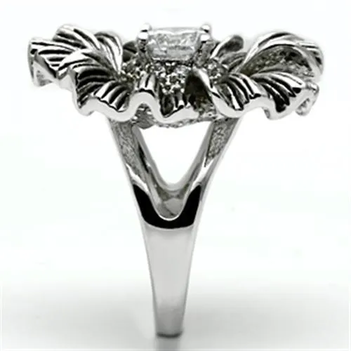 Rings 3W060 Rhodium Brass Ring with AAA Grade CZ in Clear Alamode