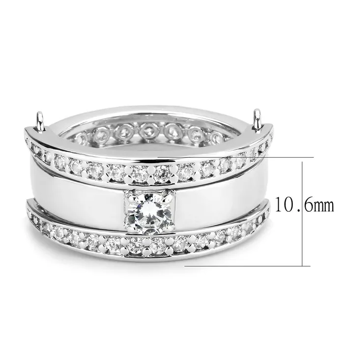 Rings Alamode 3W1549 Rhodium Brass Ring with AAA Grade CZ in Clear