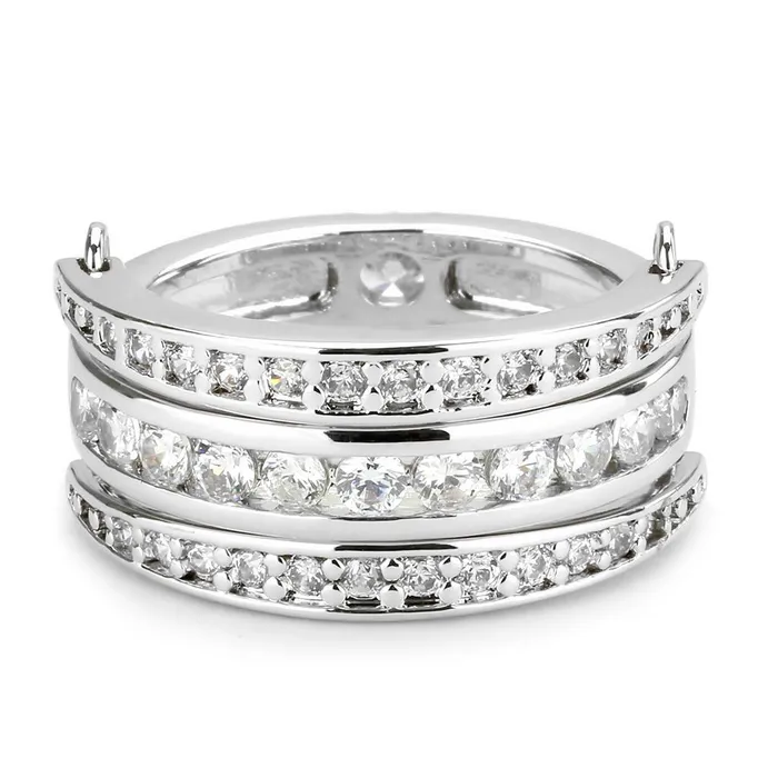 Rings Alamode 3W1549 Rhodium Brass Ring with AAA Grade CZ in Clear