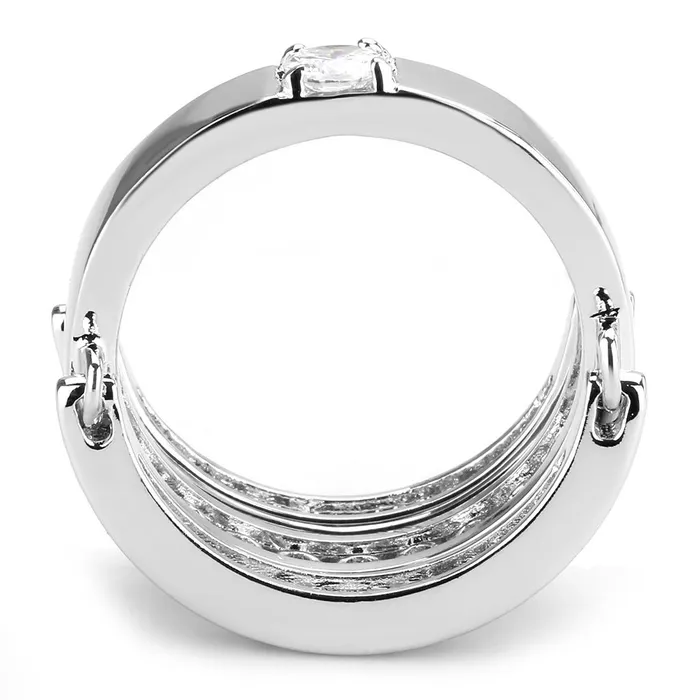 Rings Alamode 3W1549 Rhodium Brass Ring with AAA Grade CZ in Clear