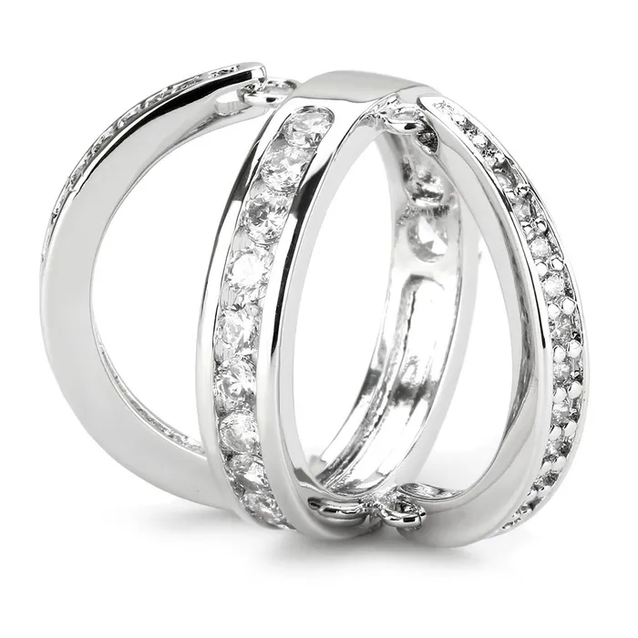 Rings Alamode 3W1549 Rhodium Brass Ring with AAA Grade CZ in Clear
