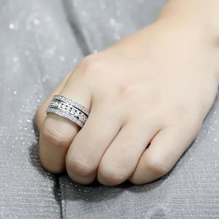 Rings Alamode 3W1549 Rhodium Brass Ring with AAA Grade CZ in Clear