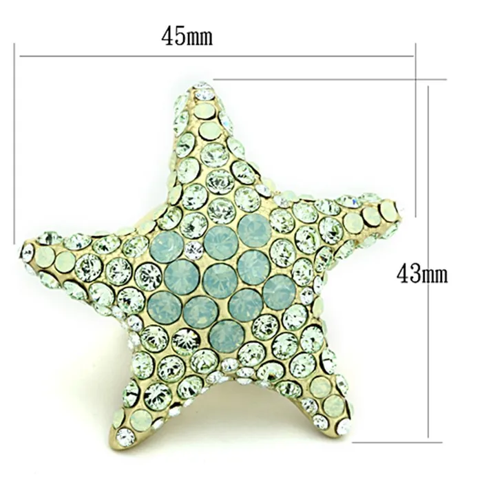 Rings Alamode LO2972 Gold Brass Ring with Top Grade Crystal in Multi Color