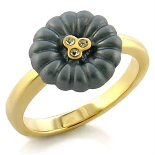 Rings Alamode LO519 Gold White Metal Ring with Top Grade Crystal in Blue Topaz Rings Alamode LO519 Gold White Metal Ring with Top Grade Crystal in Blue Topaz