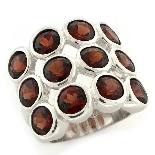 Rings Alamode LOAS1120 HighPolished 925 Sterling Silver Ring with SemiPrecious Spinel in Garnet Rings Alamode LOAS1120 HighPolished 925 Sterling Silver Ring with SemiPrecious Spinel in Garnet